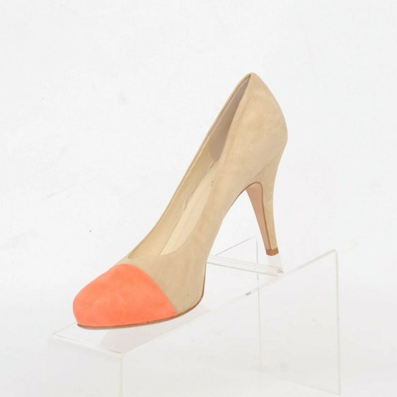 Bettye Muller x Simply Soles Beige Suede Melon Cap Toe High Heel Women 8.5 Italy - Picture 3 of 12